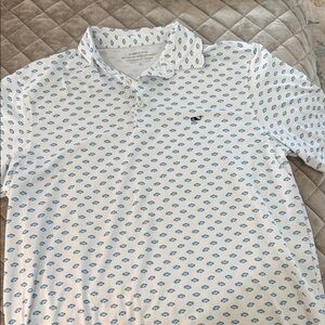Vineyard Vines Men's White Polo with Light Blue Buoys
